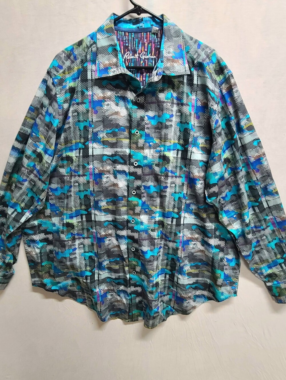 ROBERT GRAHAM   Mens  Shirt Dress Geometric Multicolor 2XLT Button Up Pre-owned